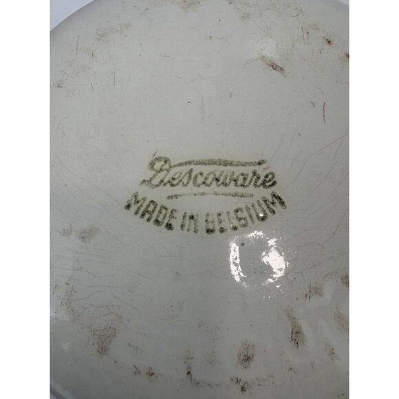 Vintage Descoware Belgium White Enamelware Saucepan With Lid Autumn Leaf Design - Picture 5 of 10